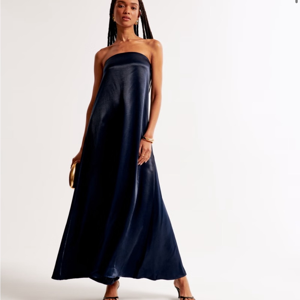 Abercrombie & Fitch Navy Strapless Trapeze Gown XL Tall